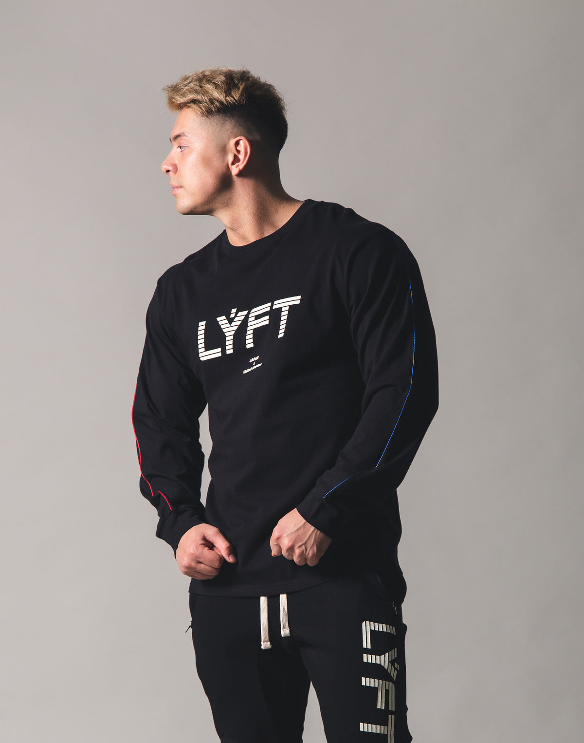 Piping Big Long T-Shirt - Black