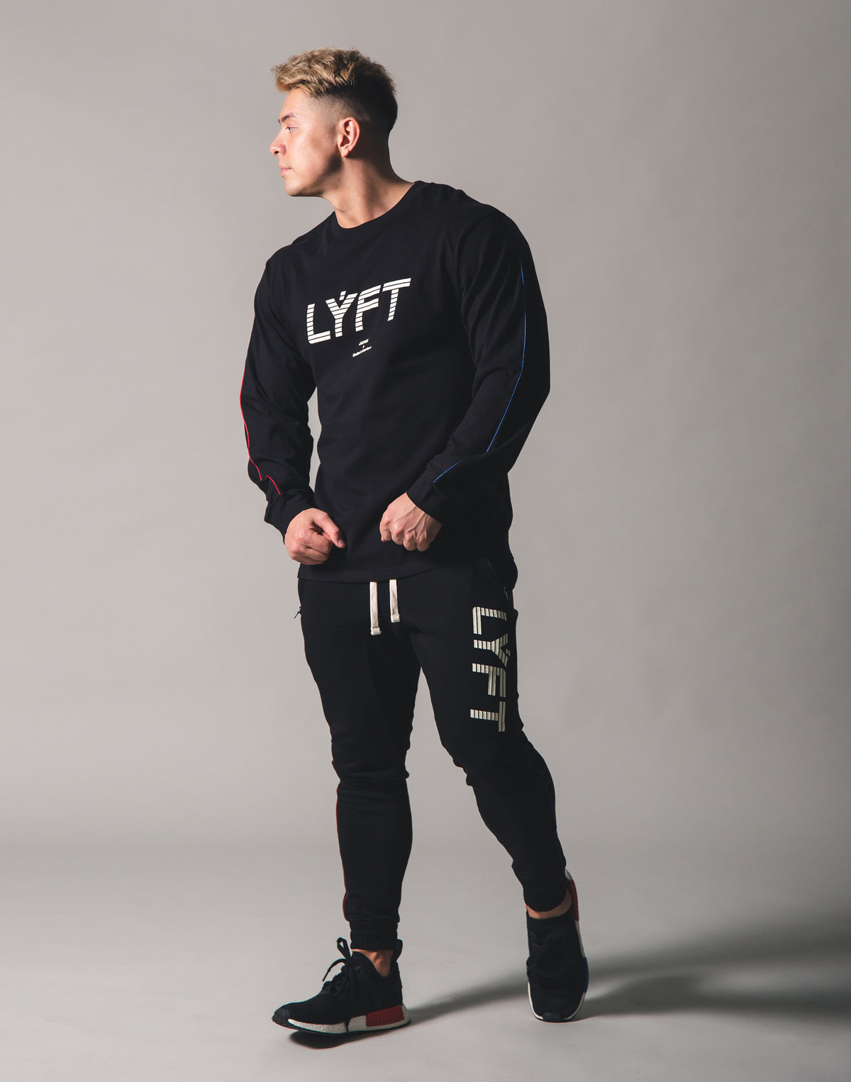 Piping Big Long T-Shirt - Black
