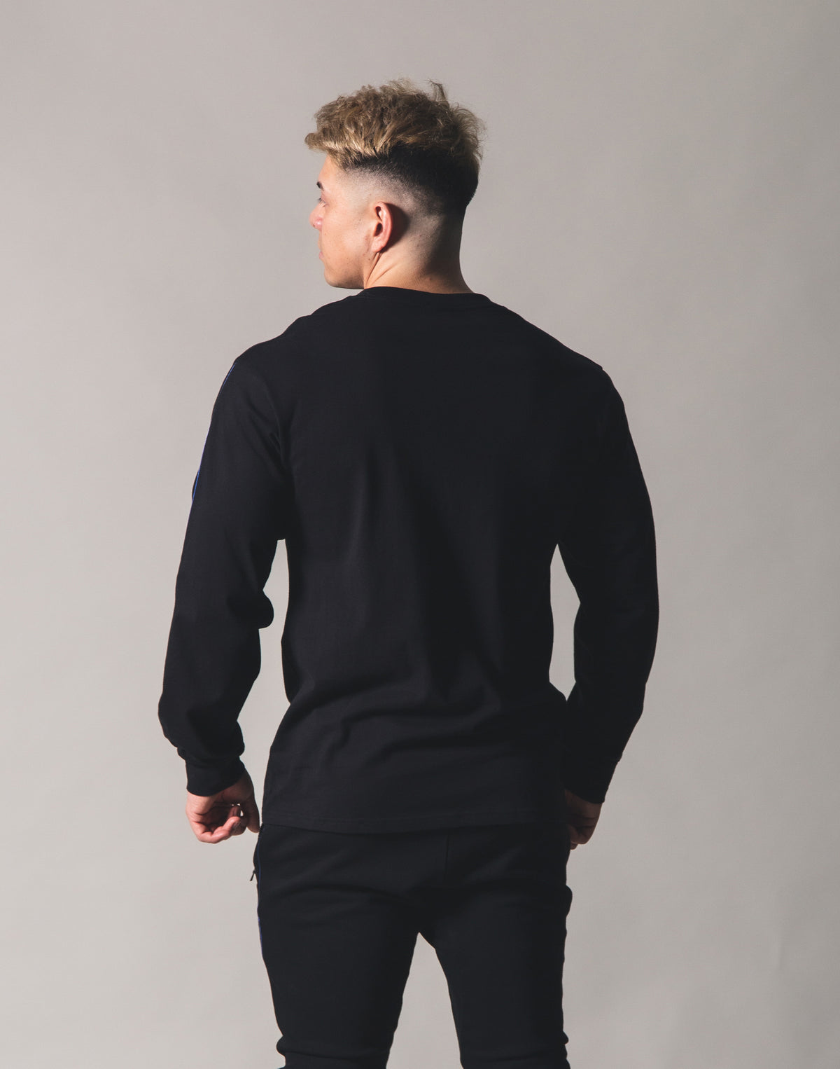 Piping Big Long T-Shirt - Black