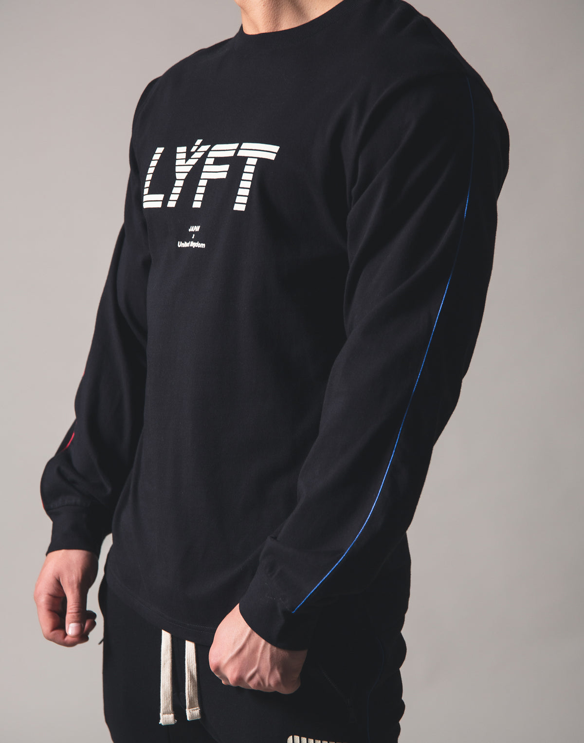 Piping Big Long T-Shirt - Black