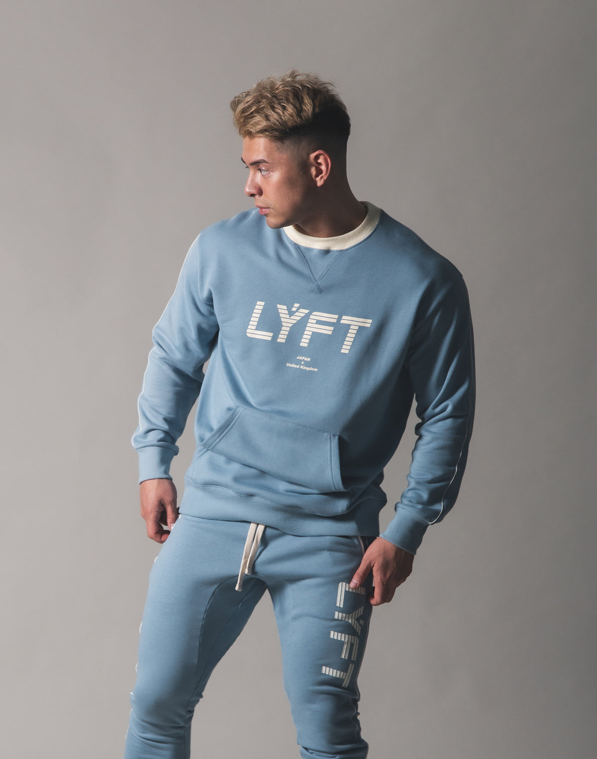 Piping Sweat Crew Neck - L.Blue