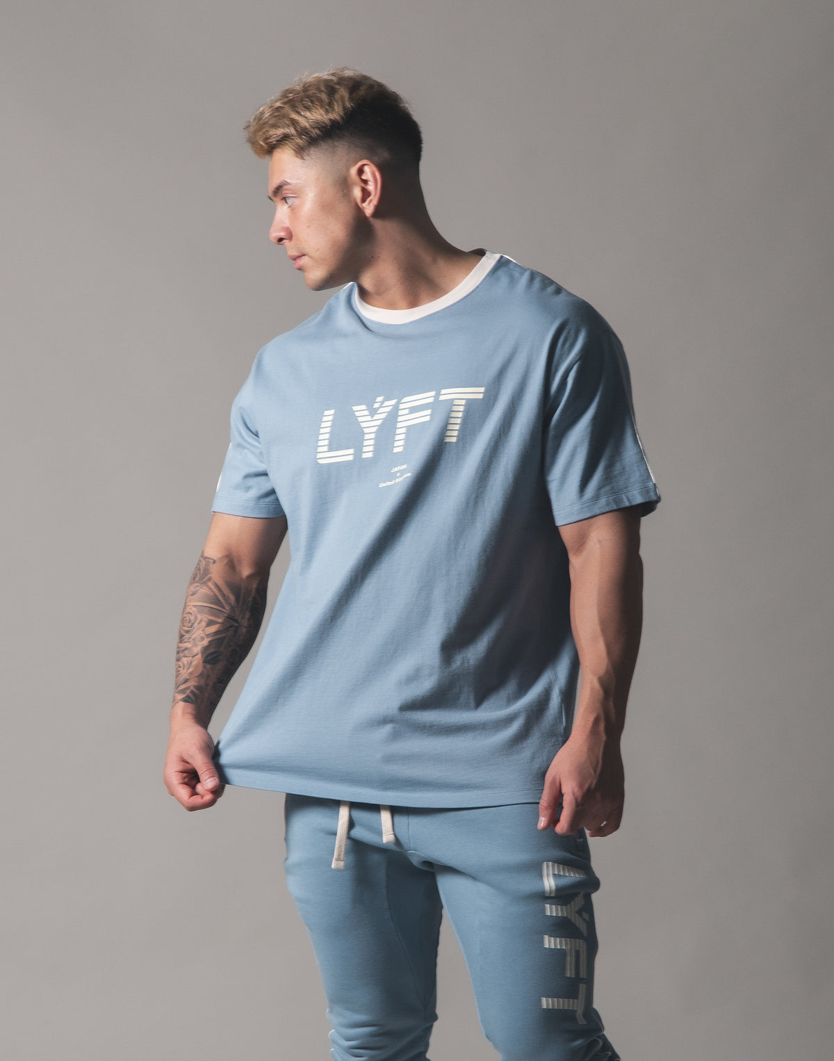 Piping Big T-Shirt - L.Blue