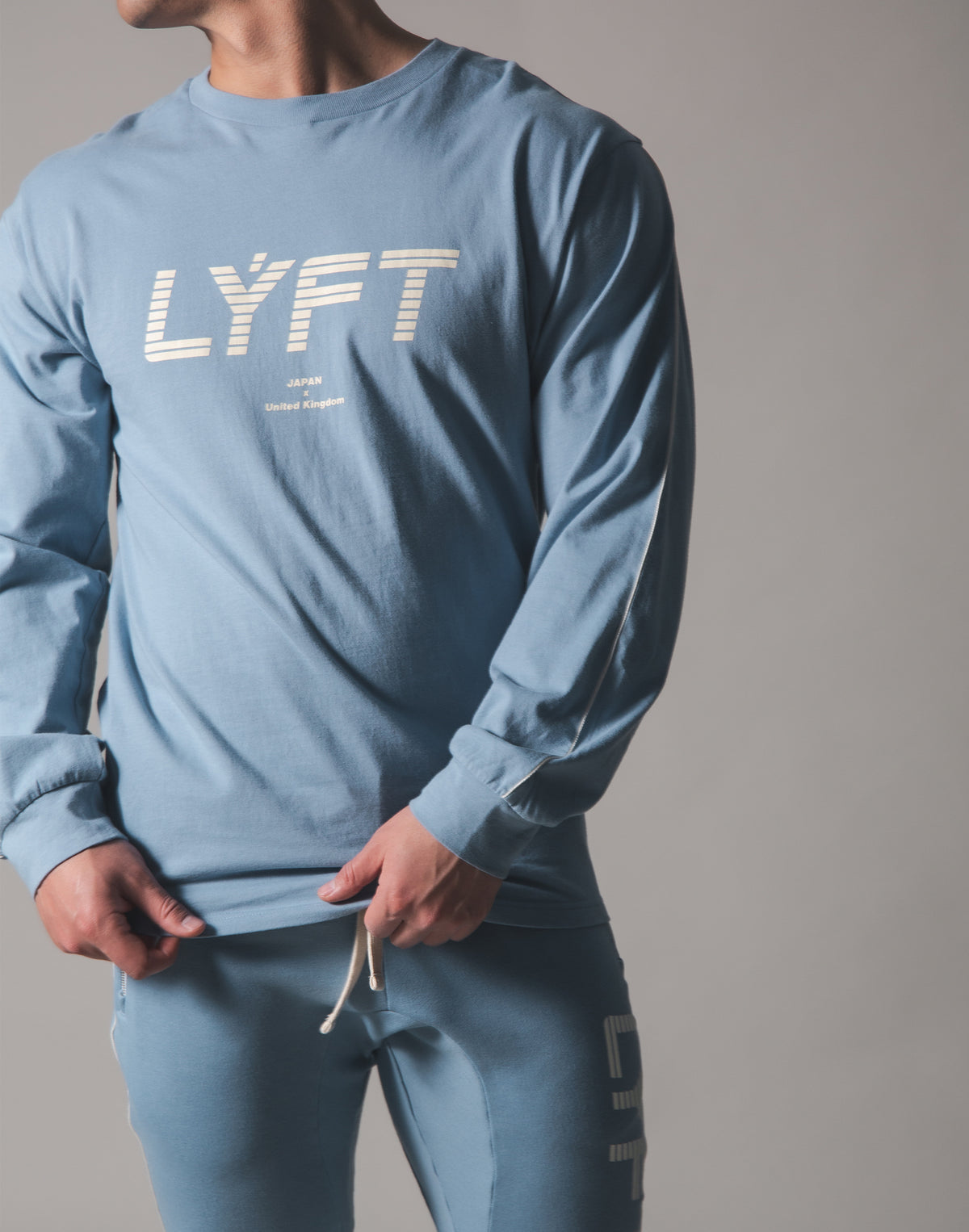 Piping Big Long T-Shirt - L.Blue