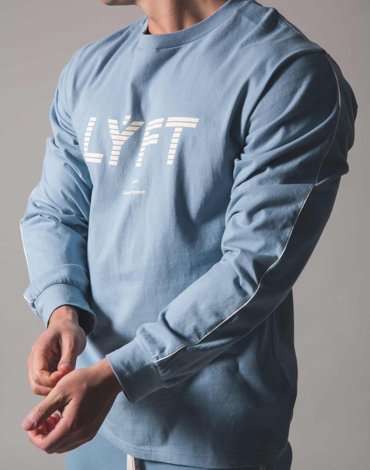 Piping Big Long T-Shirt - L.Blue
