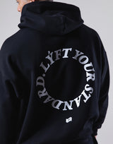 Message Ring Stretch Warm Pullover Hoodie - Black
