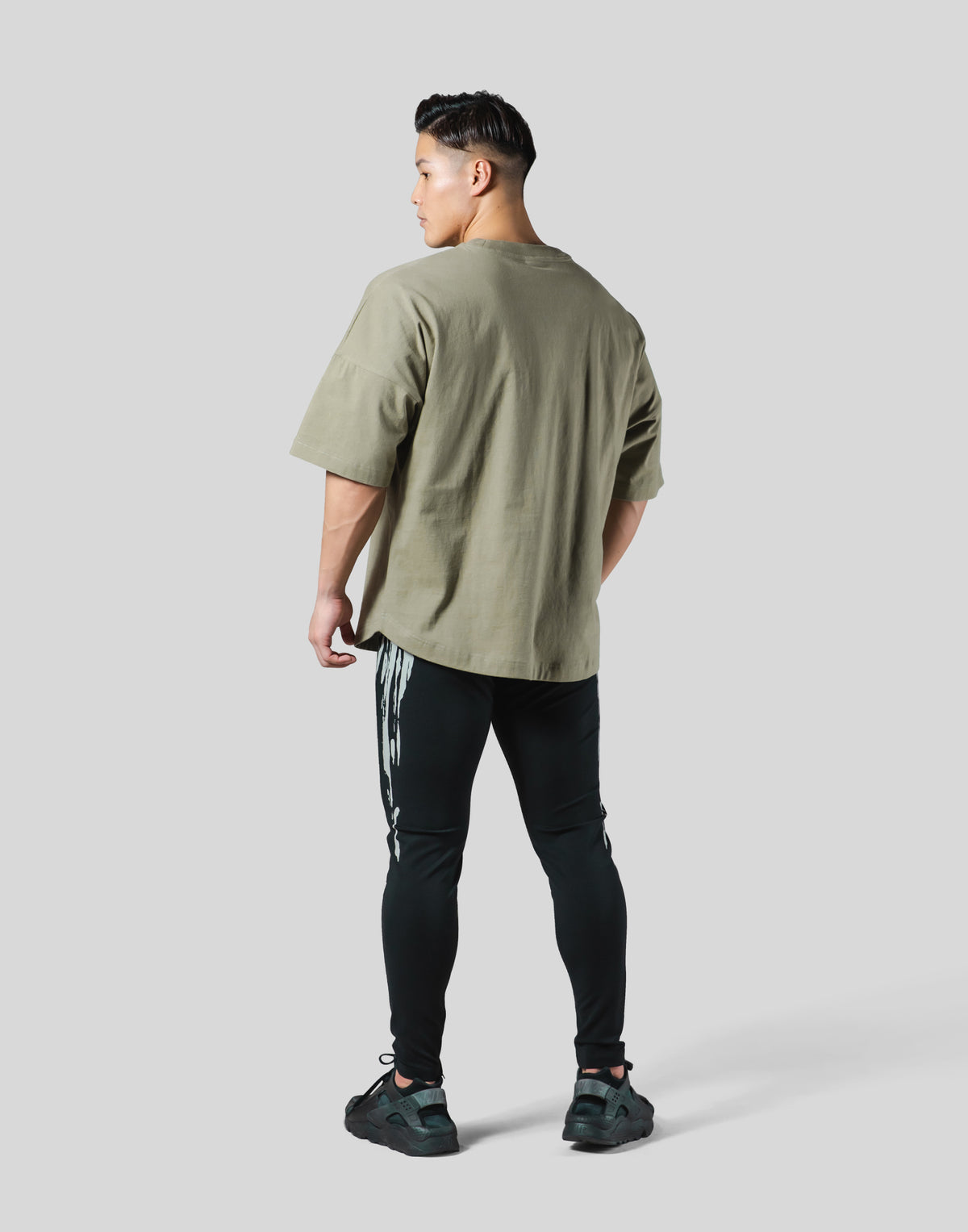 Thunder Logo Wide Shoulder Big T-Shirt - Olive