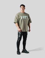 Thunder Logo Wide Shoulder Big T-Shirt - Olive