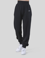 Wide Rib Baggy Sweat Pants - Black