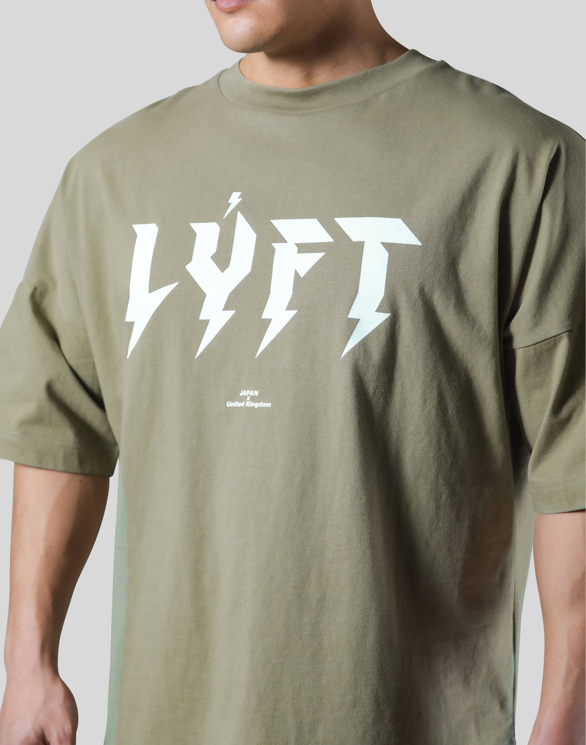 Thunder Logo Wide Shoulder Big T-Shirt - Olive