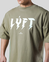 Thunder Logo Wide Shoulder Big T-Shirt - Olive
