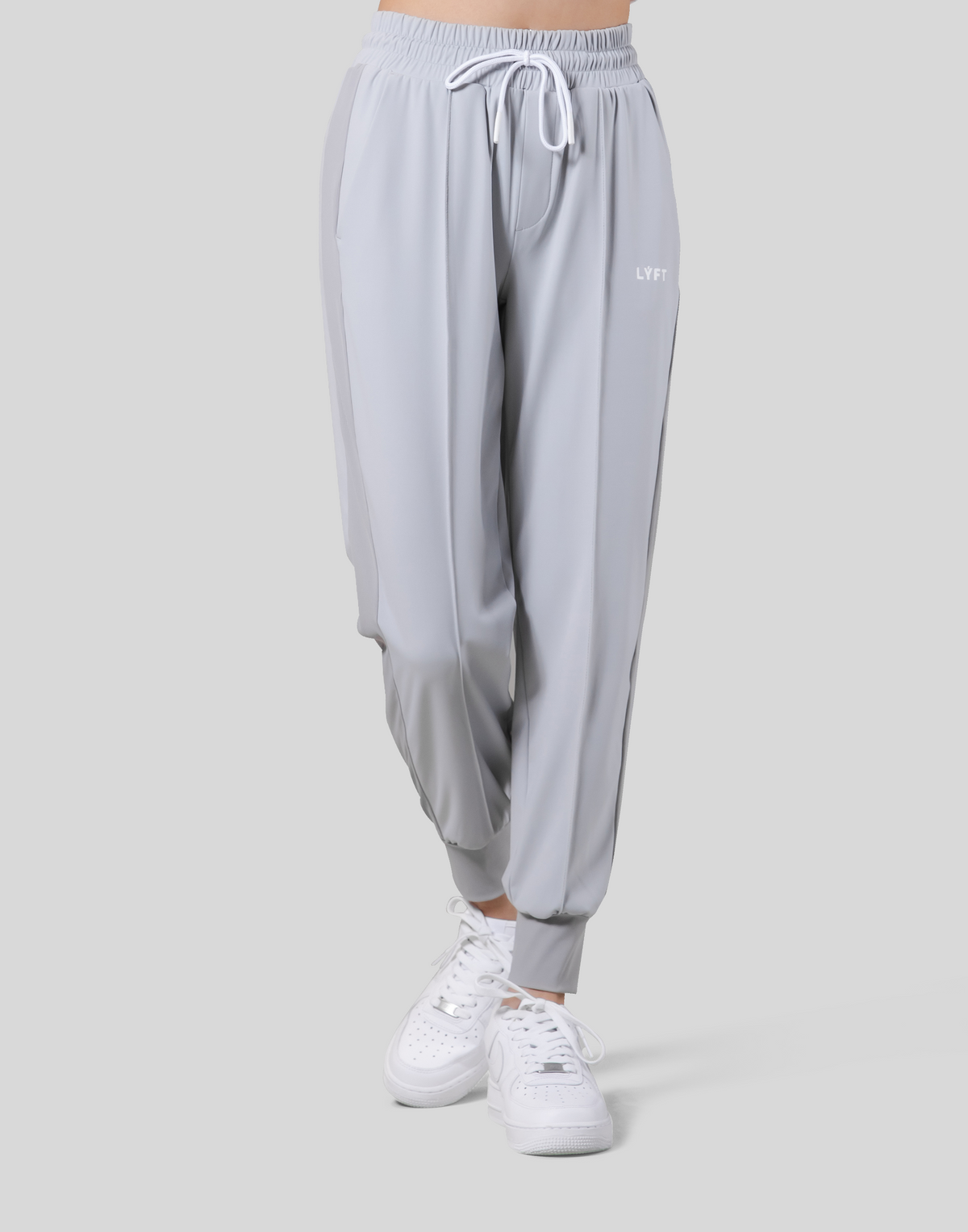 Stretch Pleats Jersey Pants - Grey
