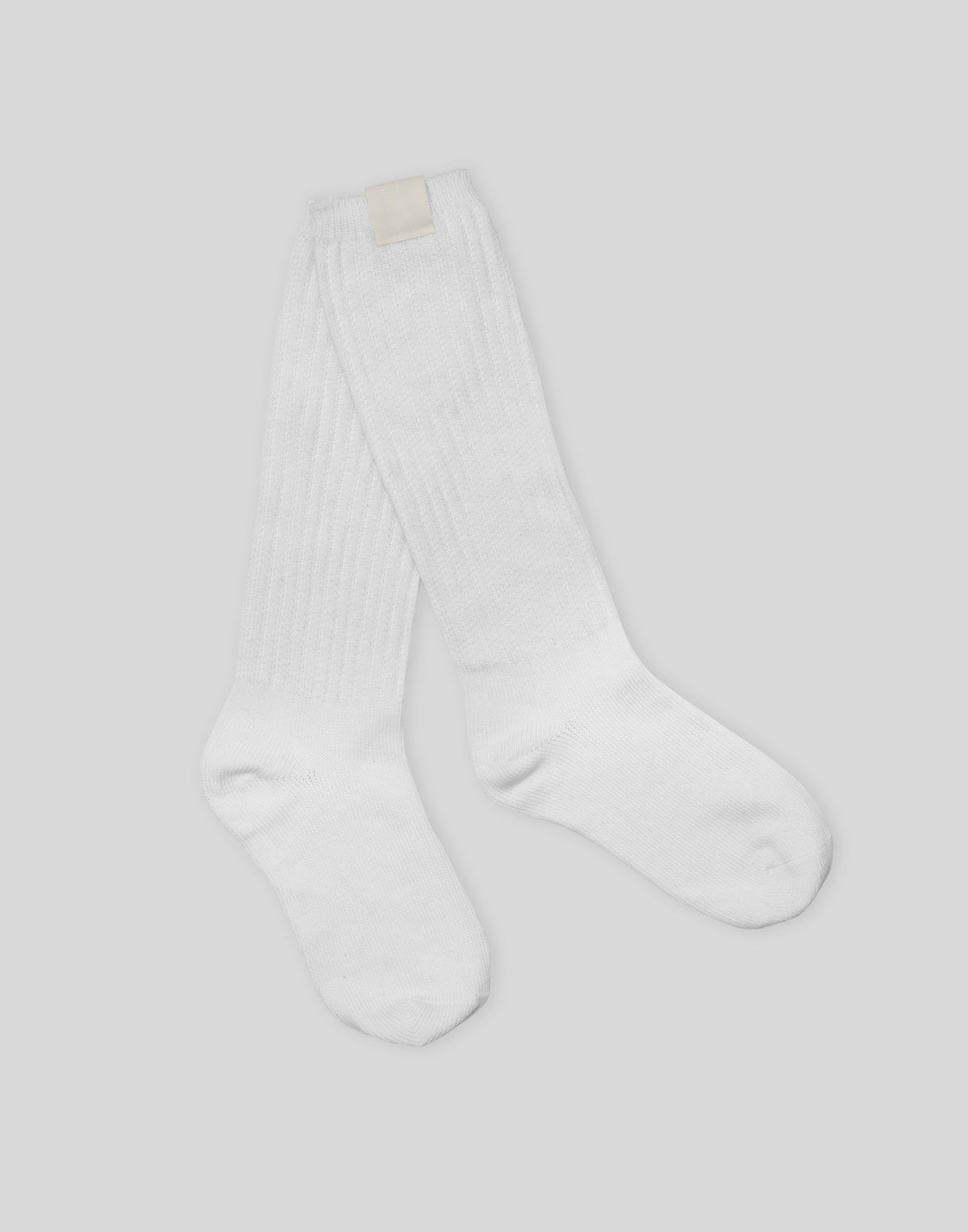 Woven Label Tube Socks - White