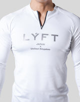 Half Zip Stretch Long T-Shirt - White