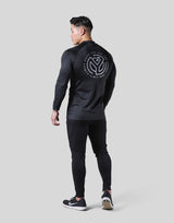 Half Zip Stretch Long T-Shirt - Black