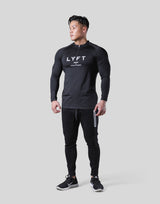 Half Zip Stretch Long T-Shirt - Black