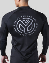 Half Zip Stretch Long T-Shirt - Black