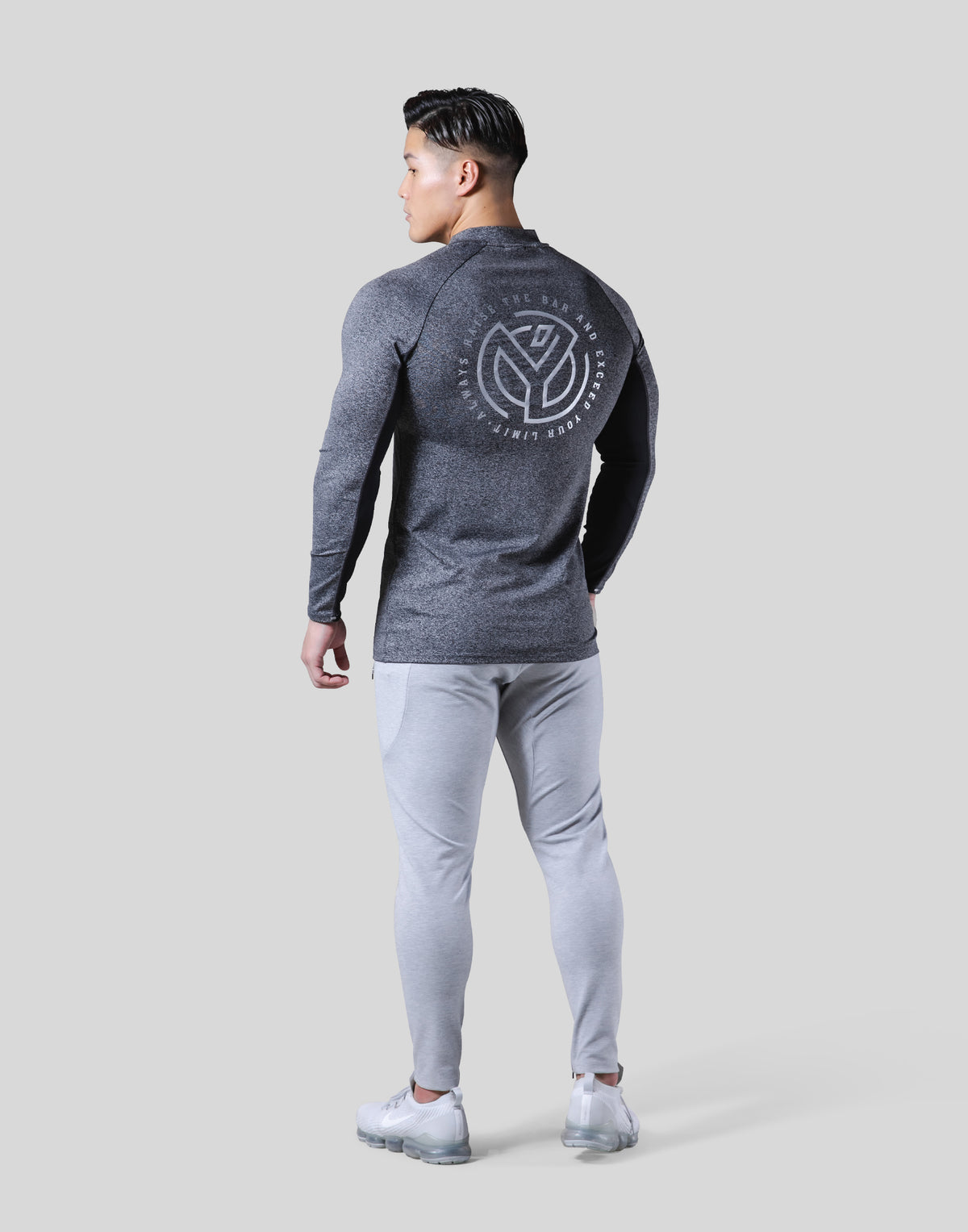 Half Zip Stretch Long T-Shirt - Dark Grey