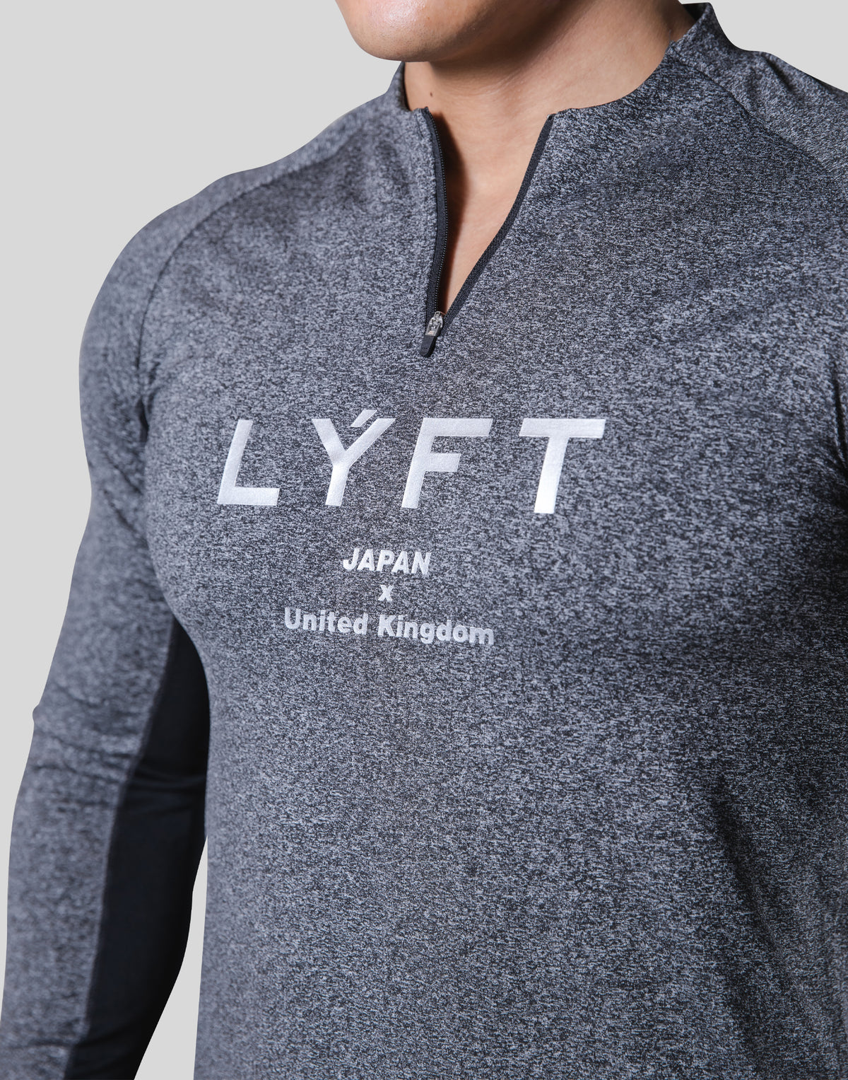 Half Zip Stretch Long T-Shirt - Dark Grey