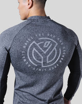 Half Zip Stretch Long T-Shirt - Dark Grey