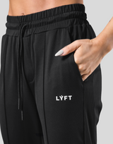 Stretch Pleats Jersey Pants - Black