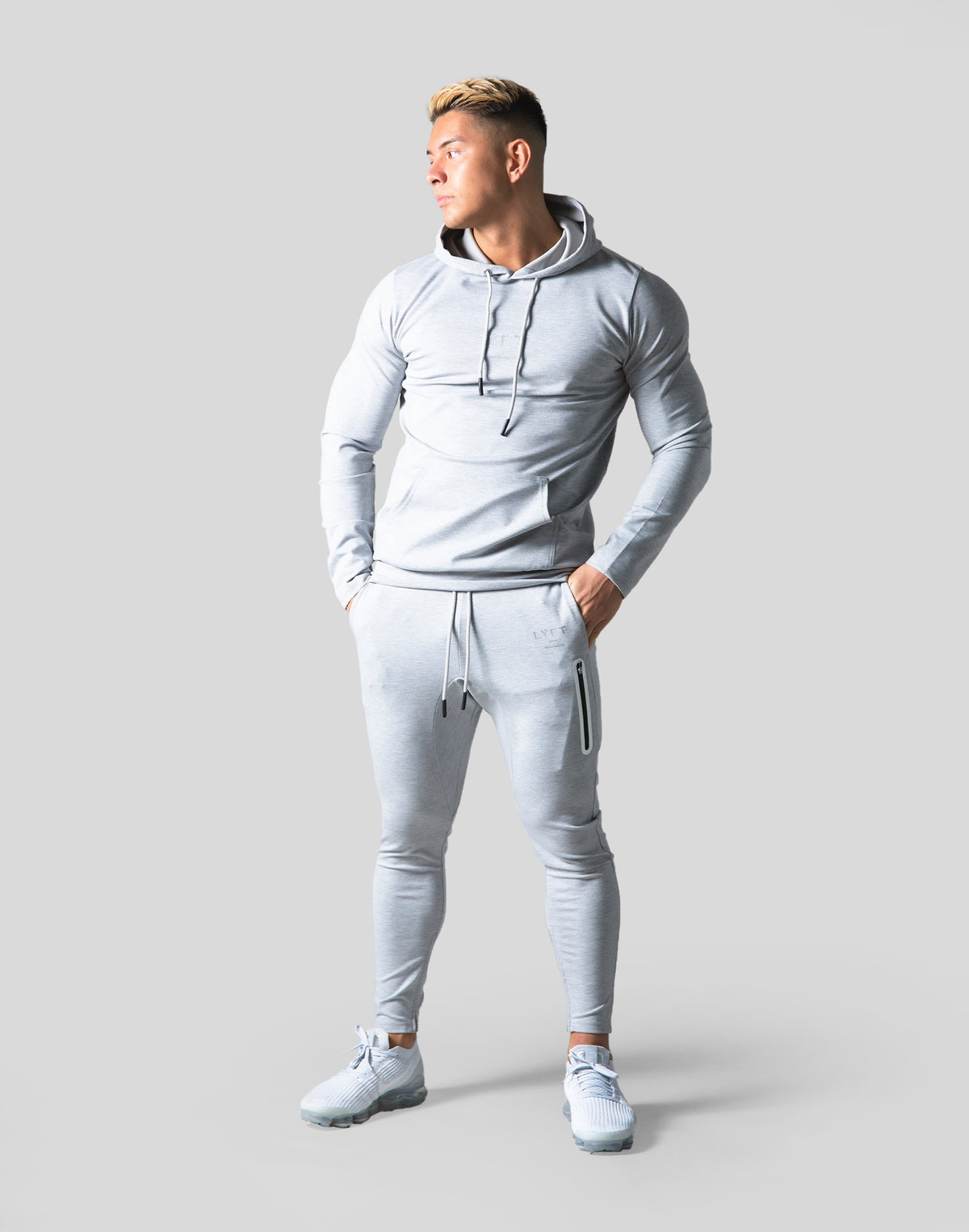 Slim Fit Stretch Pullover Hoodie - Grey
