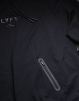 2 way Stretch Utility Pullover Hoodie - Black x Black