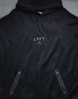 2 way Stretch Utility Pullover Hoodie - Black x Black