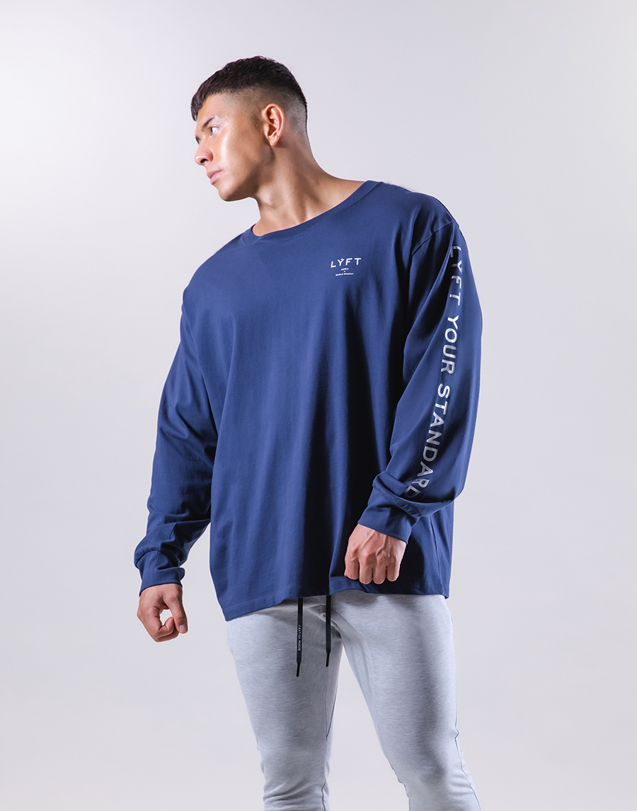 Message Logo Sleeve Long Tee - Navy – LÝFT