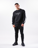 Bi-Color Line Crewneck Sweat - Black