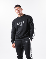Bi-Color Line Crewneck Sweat - Black