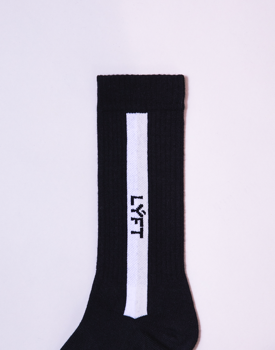 Bi-Color Side Line Socks - Black
