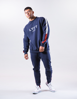 Bi-Color Line Crewneck Sweat - Navy