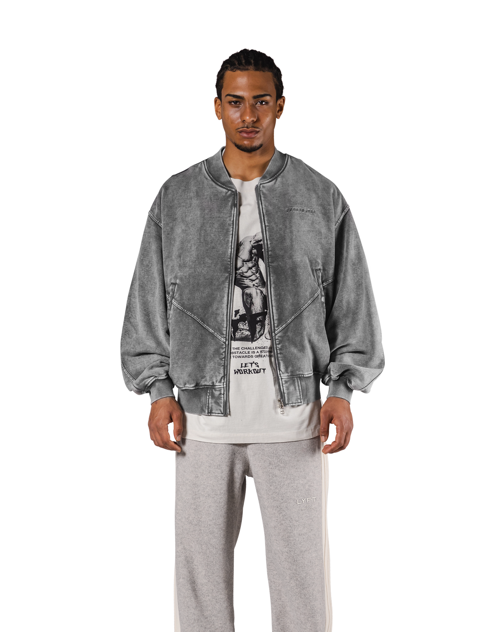 Vintage Sweat Bomber Jacket - Grey – LÝFT Vintage Sweat Bomber Jacket - Grey – LÝFT