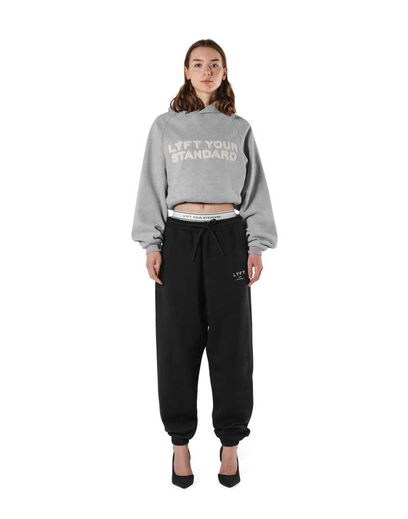 Pile Wappen Cropped Hoodie - Grey