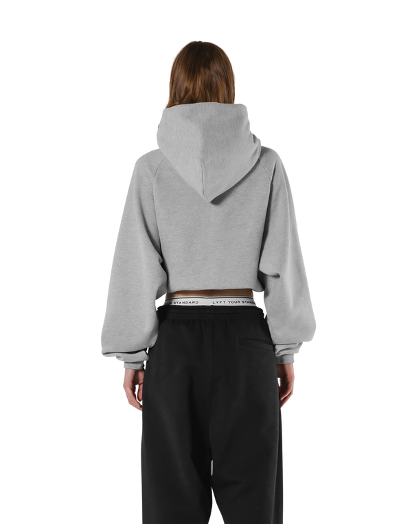 Pile Wappen Cropped Hoodie - Grey