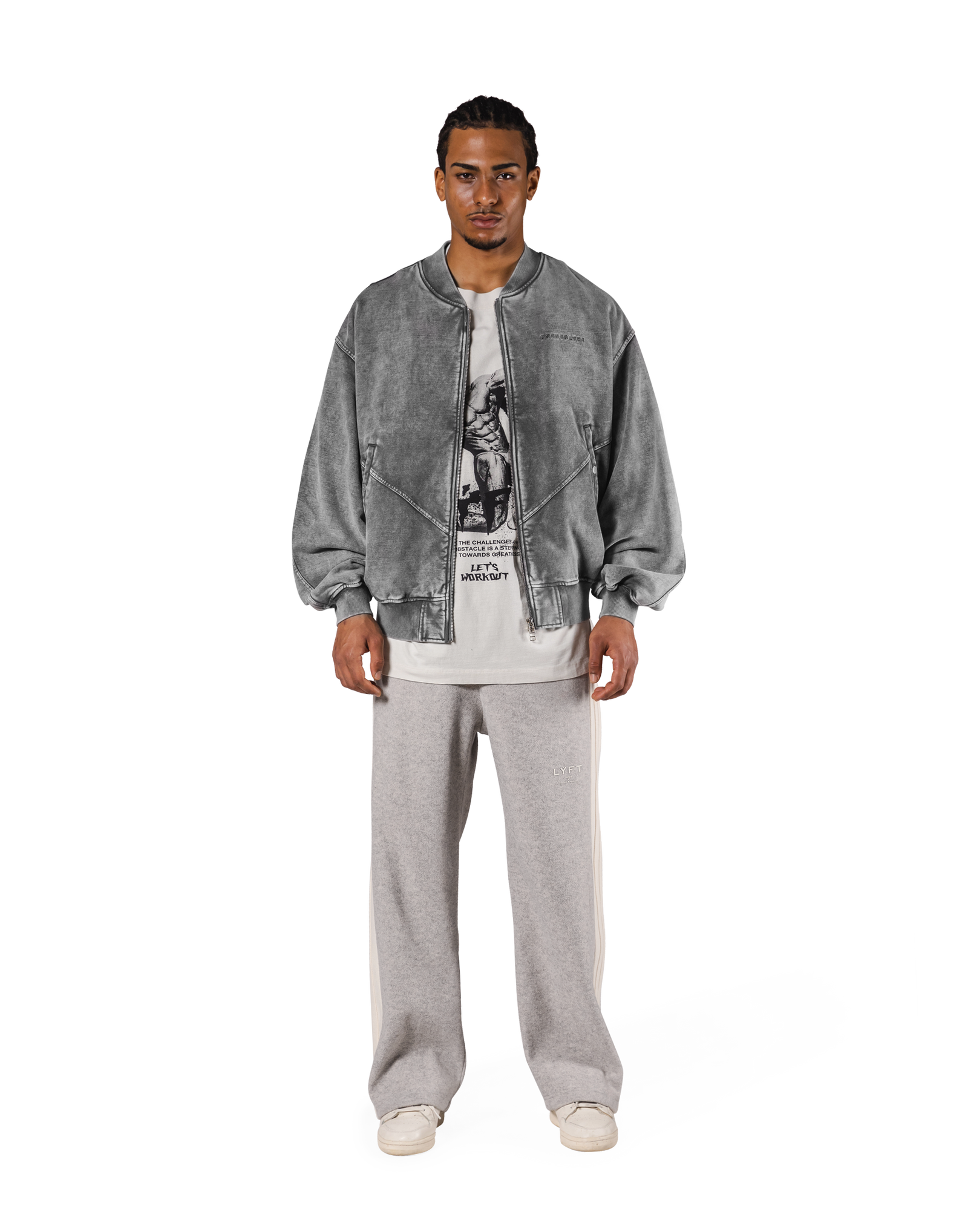 Vintage Sweat Bomber Jacket - Grey – LÝFT Vintage Sweat Bomber Jacket - Grey – LÝFT