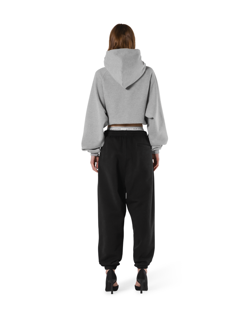 Pile Wappen Cropped Hoodie - Grey