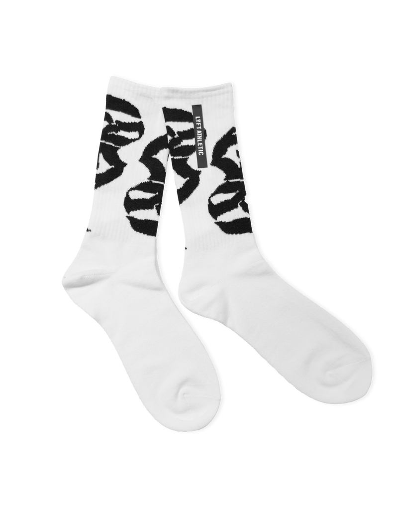 Faded Graphic Socks - White
