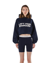 Pile Wappen Cropped Hoodie - Navy