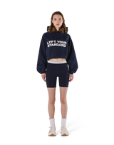 Pile Wappen Cropped Hoodie - Navy