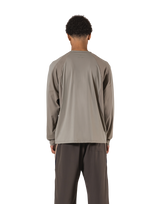 Round Pattern Waffle Nylon Stretch Long T-Shirt - Beige