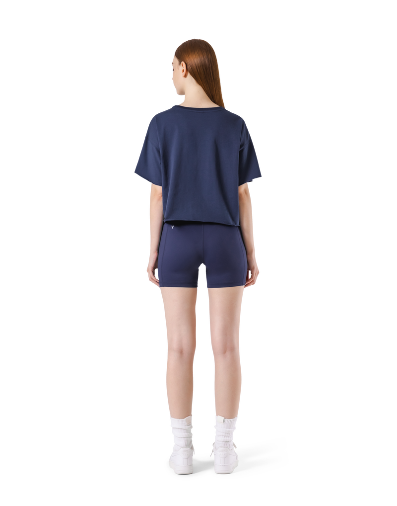 Old Logo Wide Cropped T-Shirt - Navy