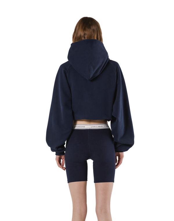 Pile Wappen Cropped Hoodie - Navy