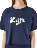 Old Logo Wide Cropped T-Shirt - Navy