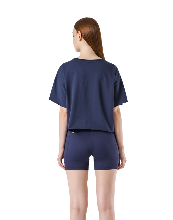 Old Logo Wide Cropped T-Shirt - Navy