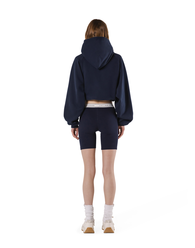 Pile Wappen Cropped Hoodie - Navy