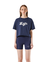 Old Logo Wide Cropped T-Shirt - Navy