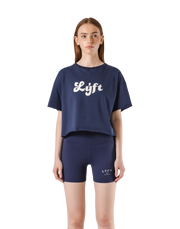 Old Logo Wide Cropped T-Shirt - Navy