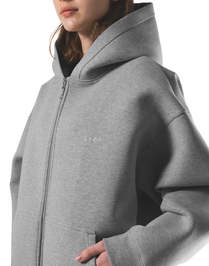 Double Face Zip-Up Hoodie - Grey