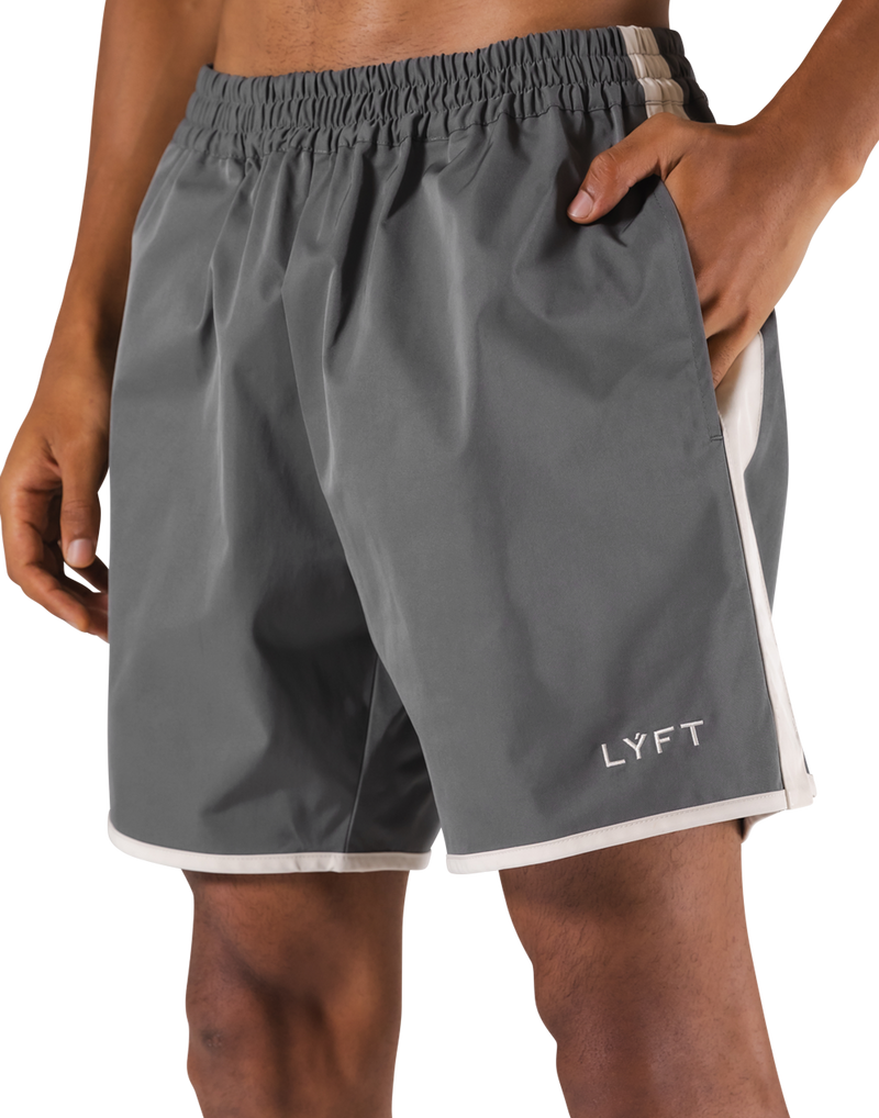 Side Pattern Wide Shorts - Grey